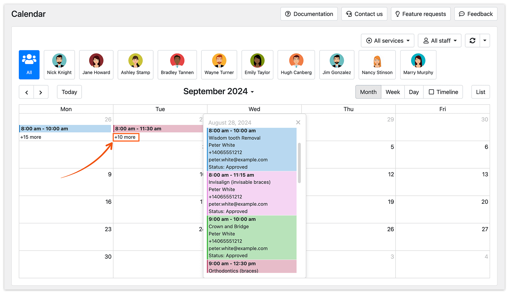 Minimalistic style of the Bookly Calendar in back end