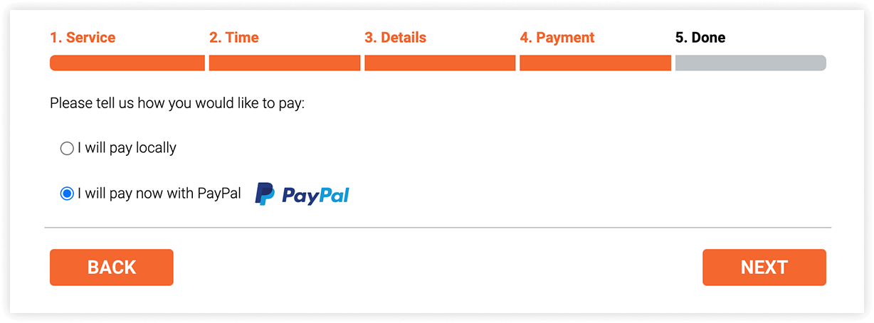 Bookly booking form – Payment step