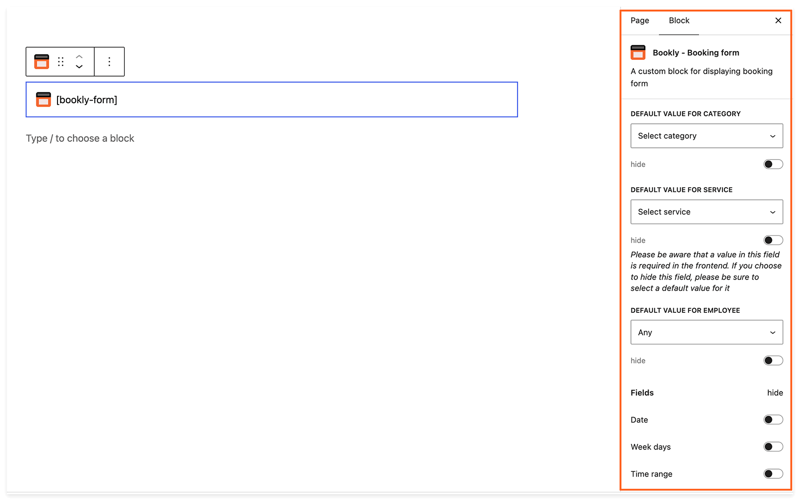 Publish Bookly booking form