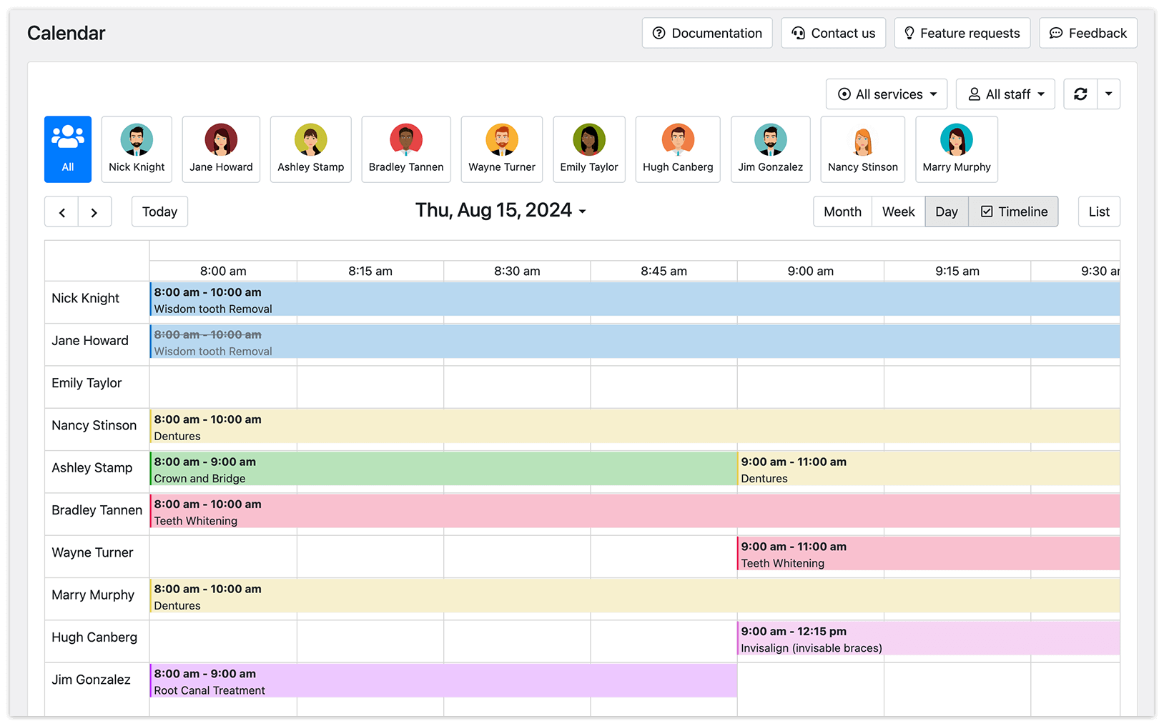 Bookly Calendar – Timeline mode