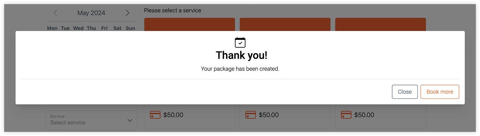 Package creation in the Bookly booking form