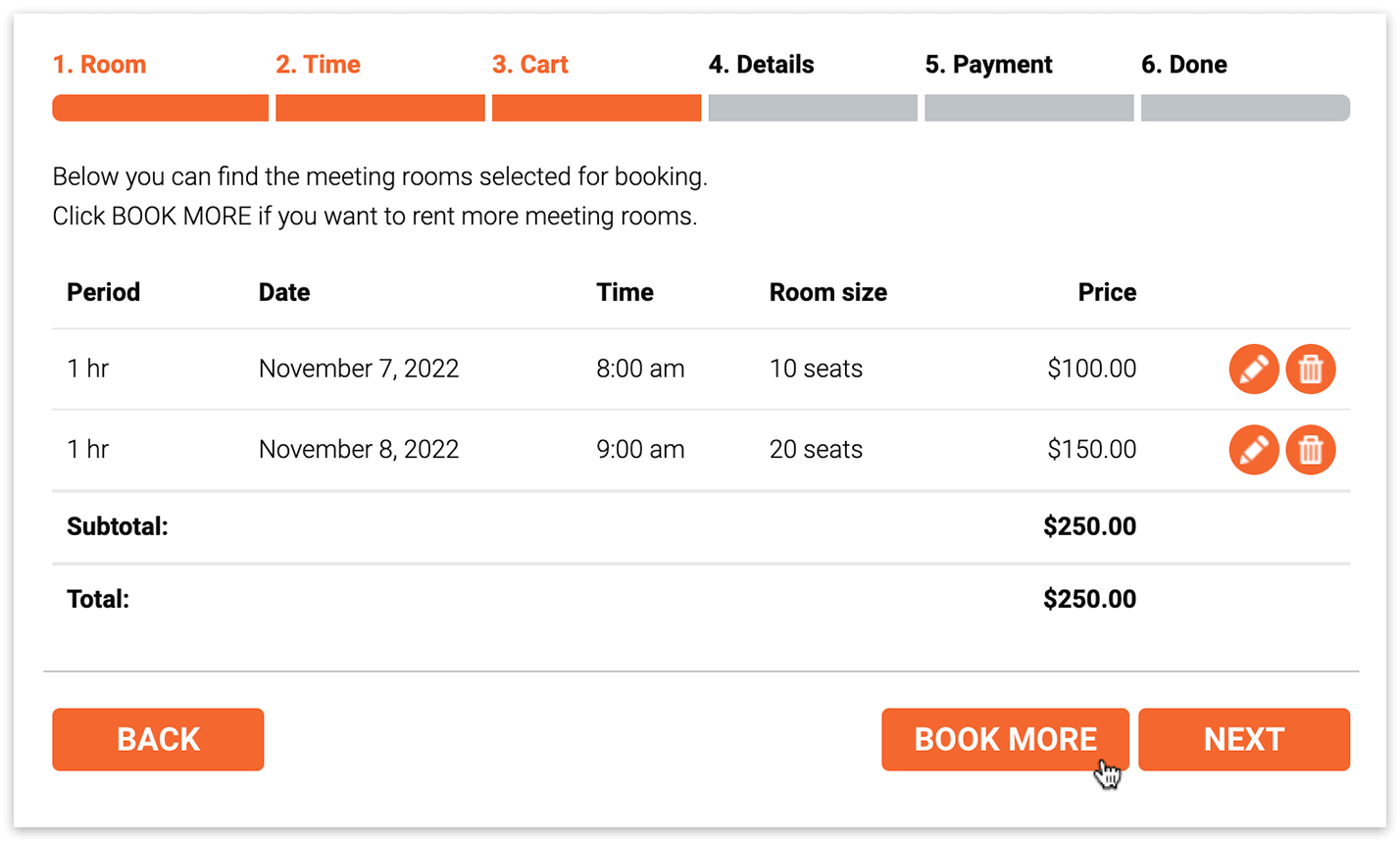 Bookly booking form – Cart step
