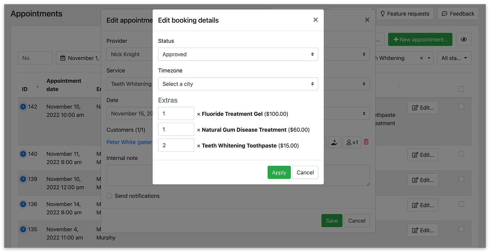 Appointment details in Bookly PRO