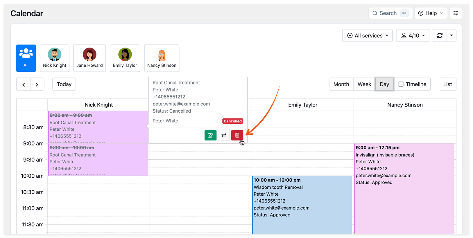 Supprimer un rendez-vous du calendrier Bookly