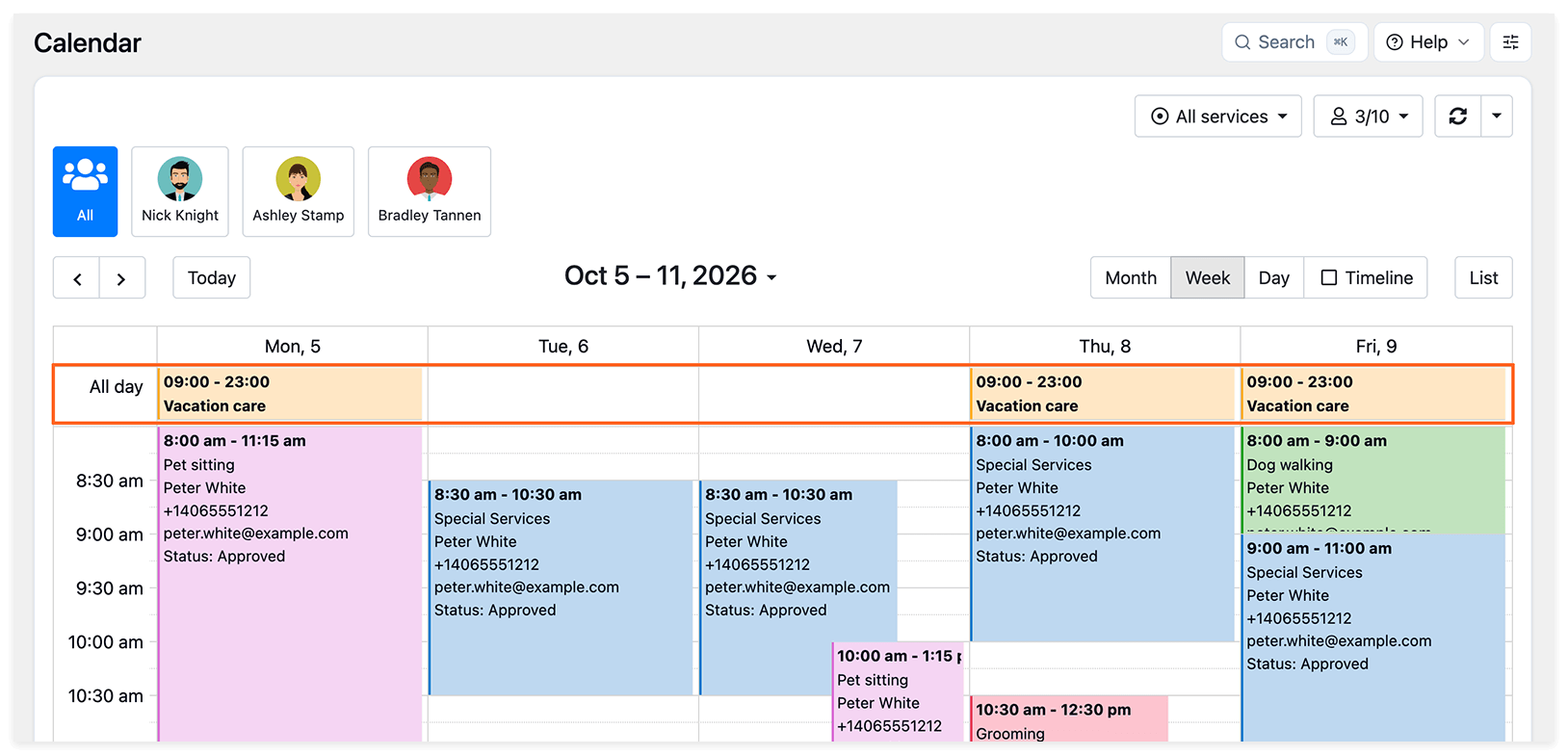 Réservations sur toute la journée dans le calendrier Bookly