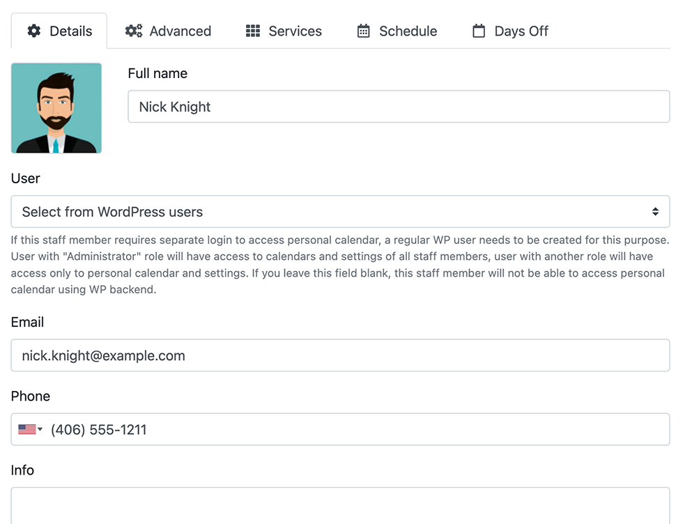 Mitarbeiter ihre Profile und Kalender verwalten lassen in Bookly
