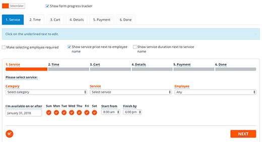 Сustomizable look & feel of the booking form Сustomizable look & feel of the booking form