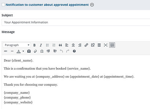 Customize each notification template Customize each notification template