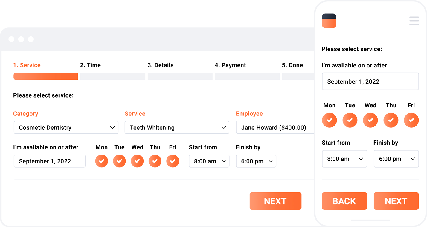 Bookly booking form