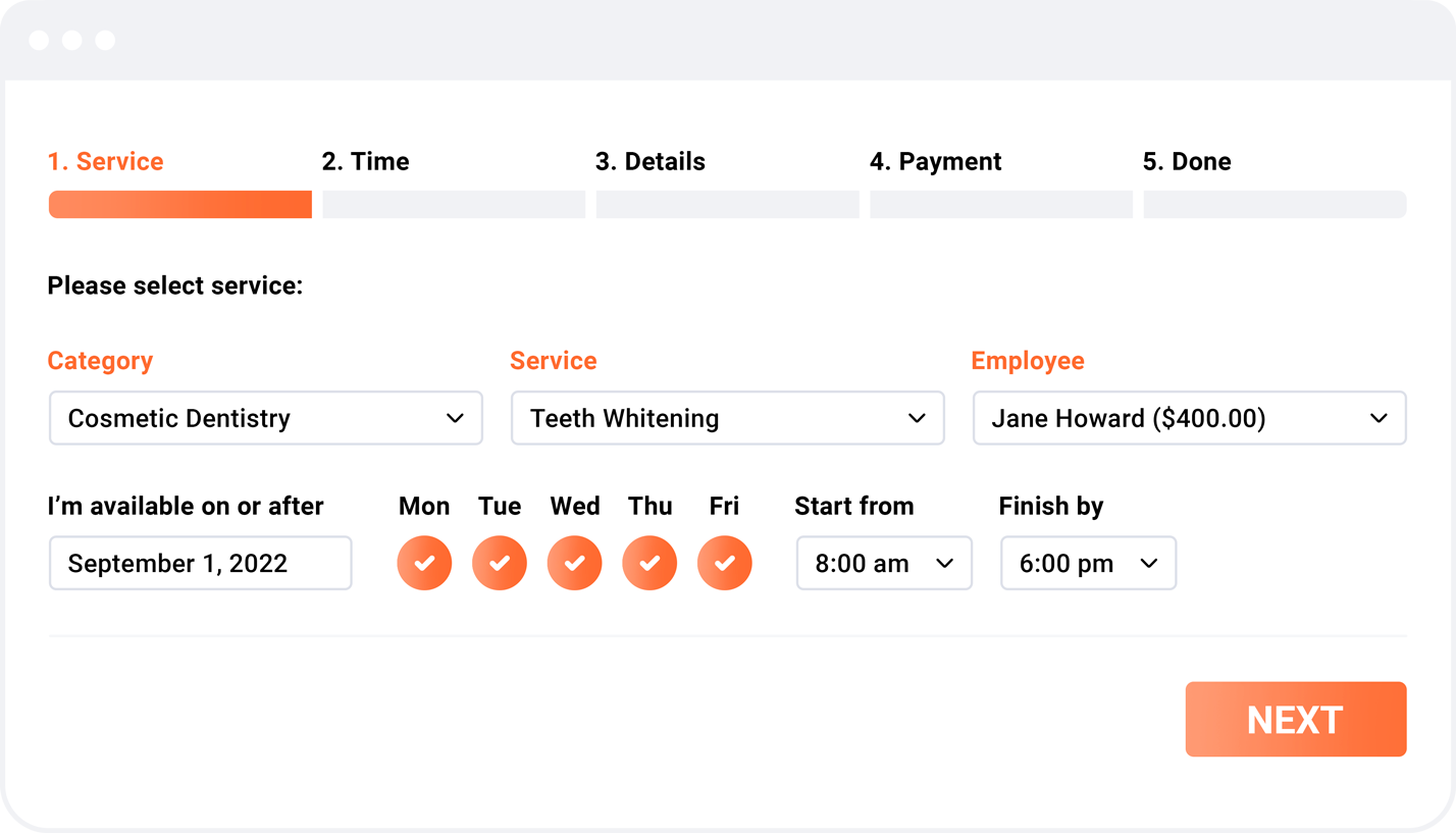 Bookly PRO booking form