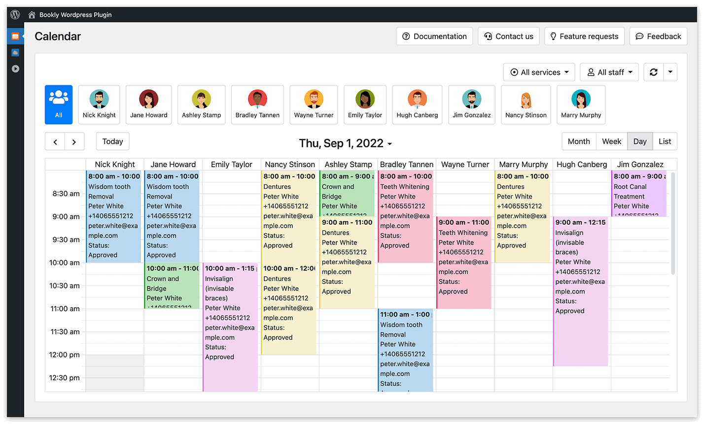 Keep track of appointments by color-coding services