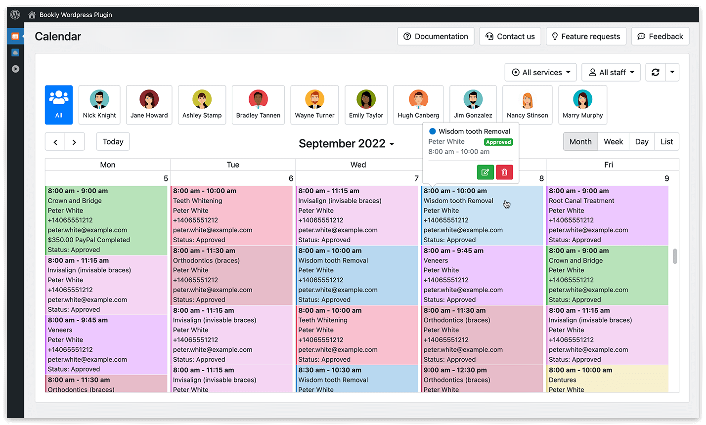 Switch calendar views in Bookly