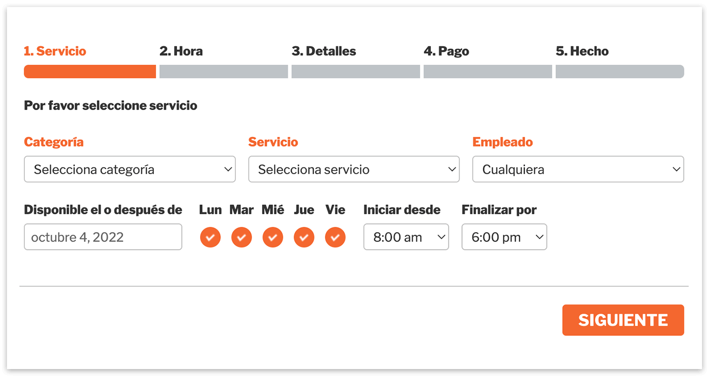 Booking form with full translation support