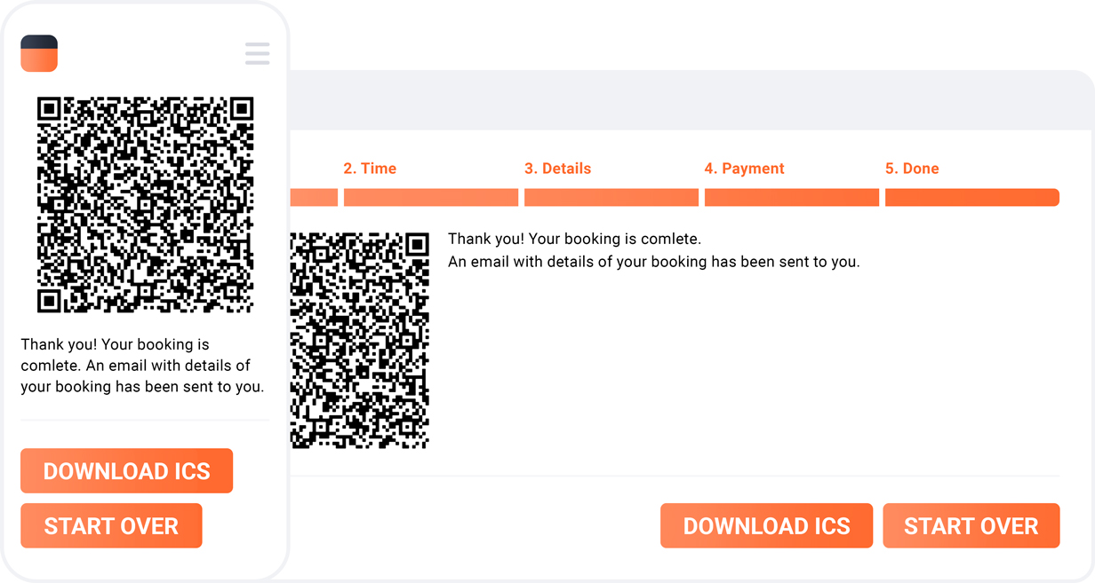 Last step of the booking form