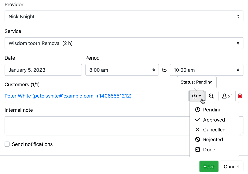 Automatic or manual booking approval in Bookly