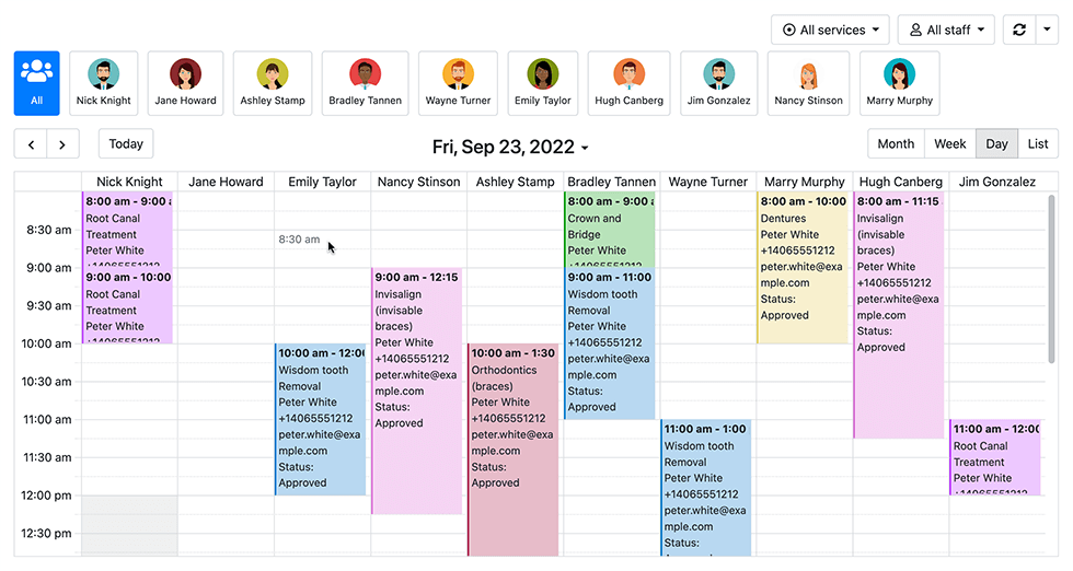 View calendar in daily/weekly/monthly modes in Bookly