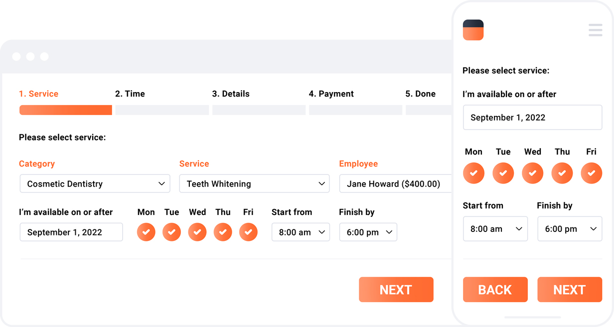 Mobile-friendly Bookly booking form