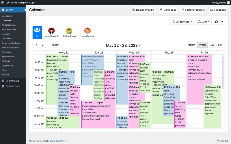 View calendar in daily/weekly/monthly modes - Bookly