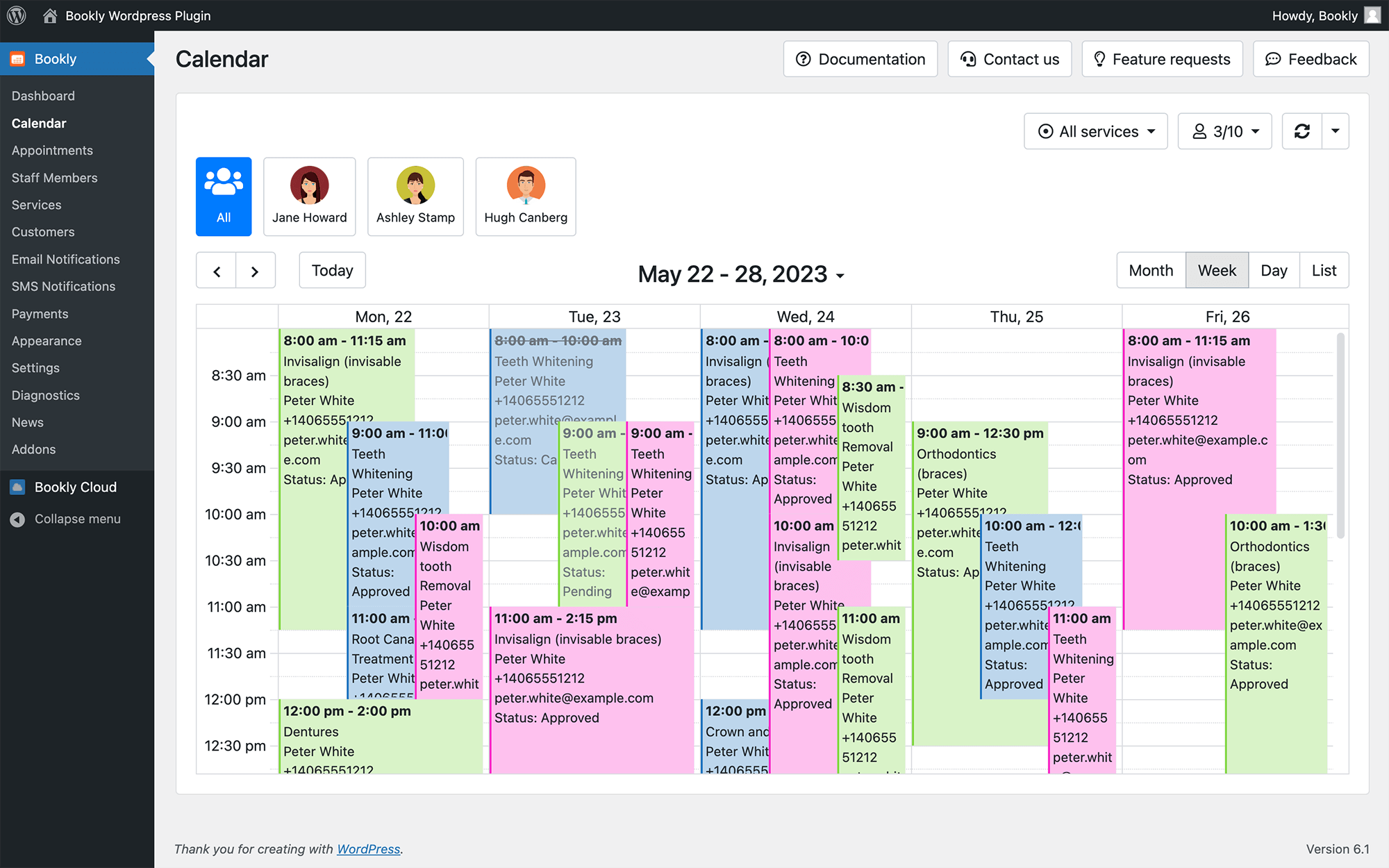 View calendar in daily/weekly/monthly modes in Bookly