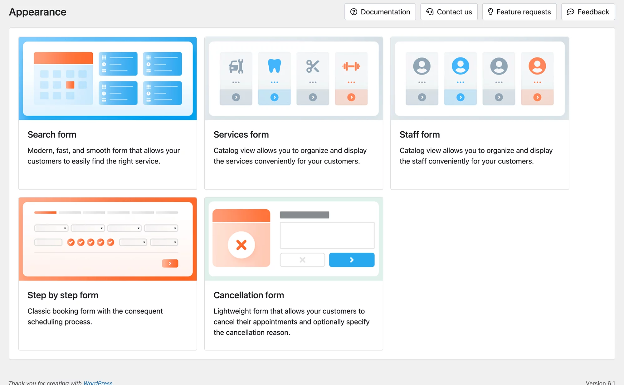 Appearance section in Bookly PRO