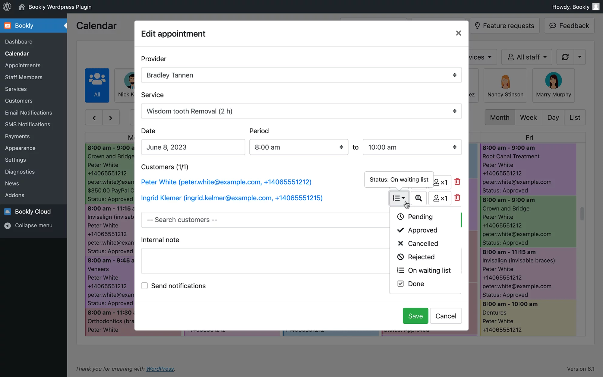 Add customers to the waiting list in Bookly