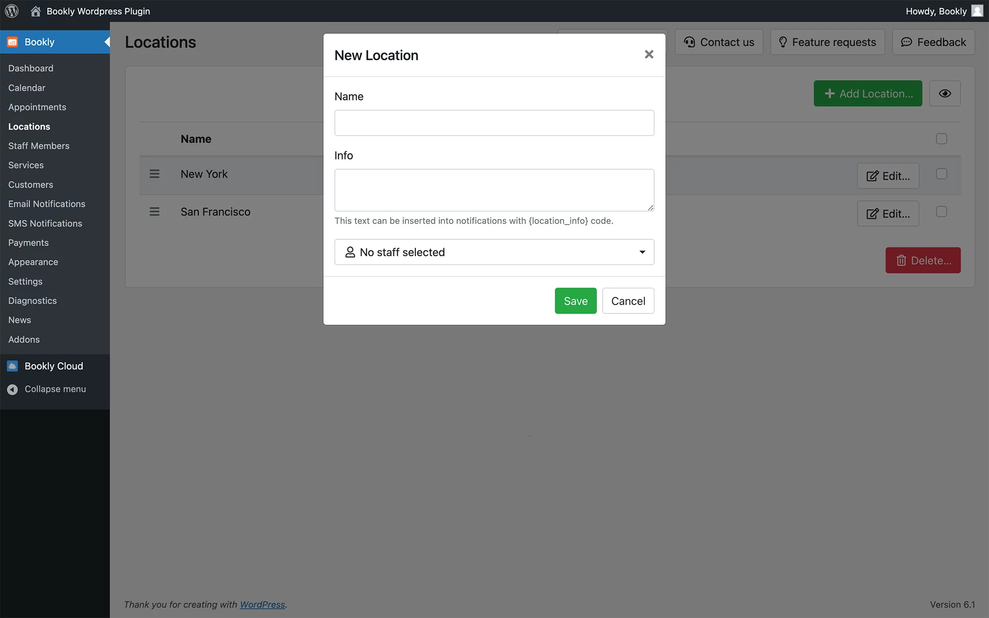 Add service locations in Bookly