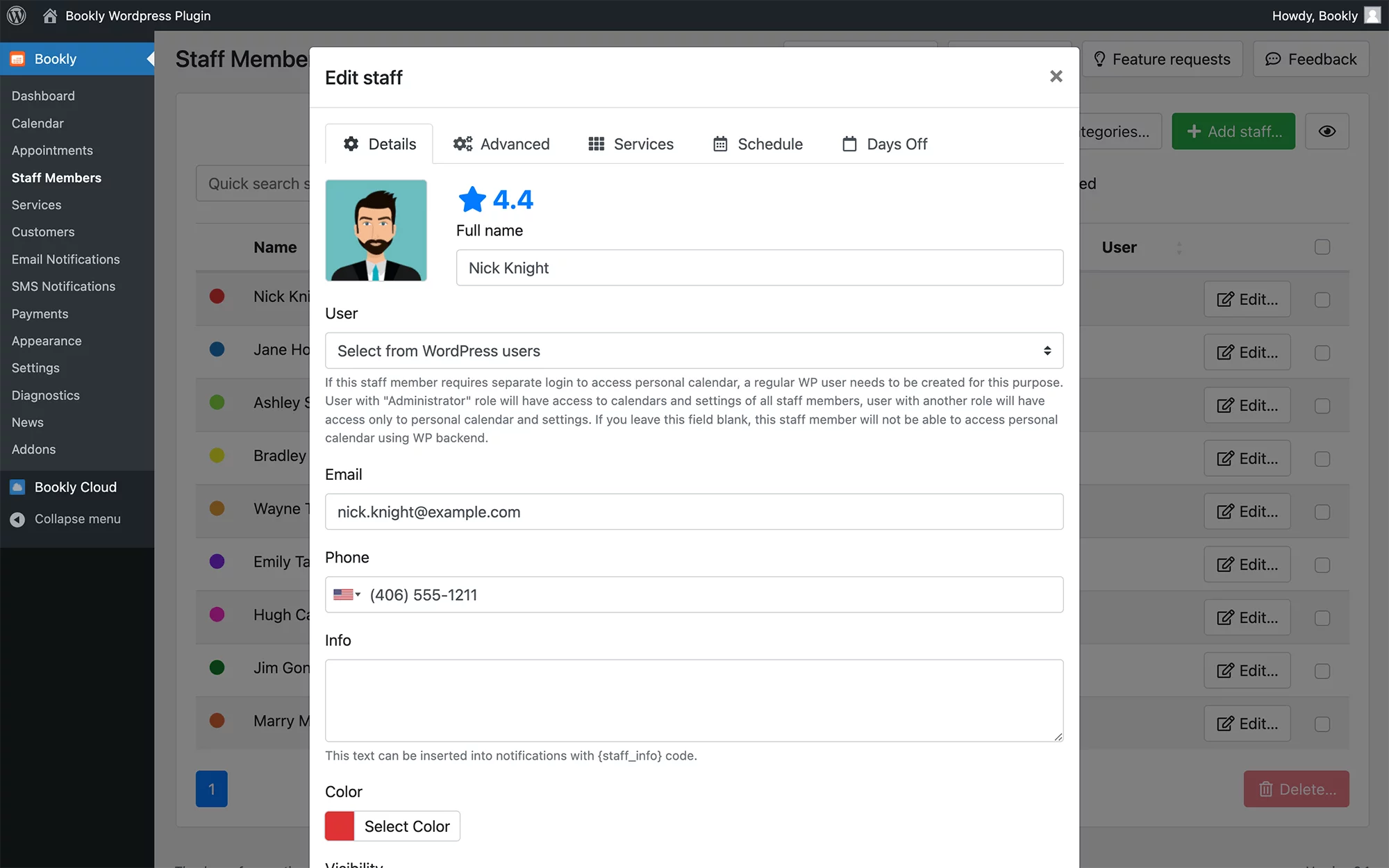 Add staff ratings in Bookly