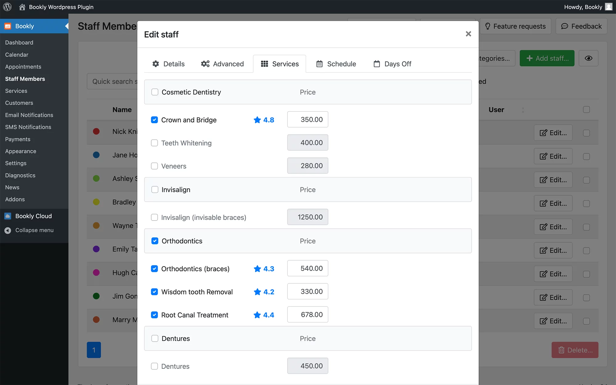 Add staff ratings in Bookly