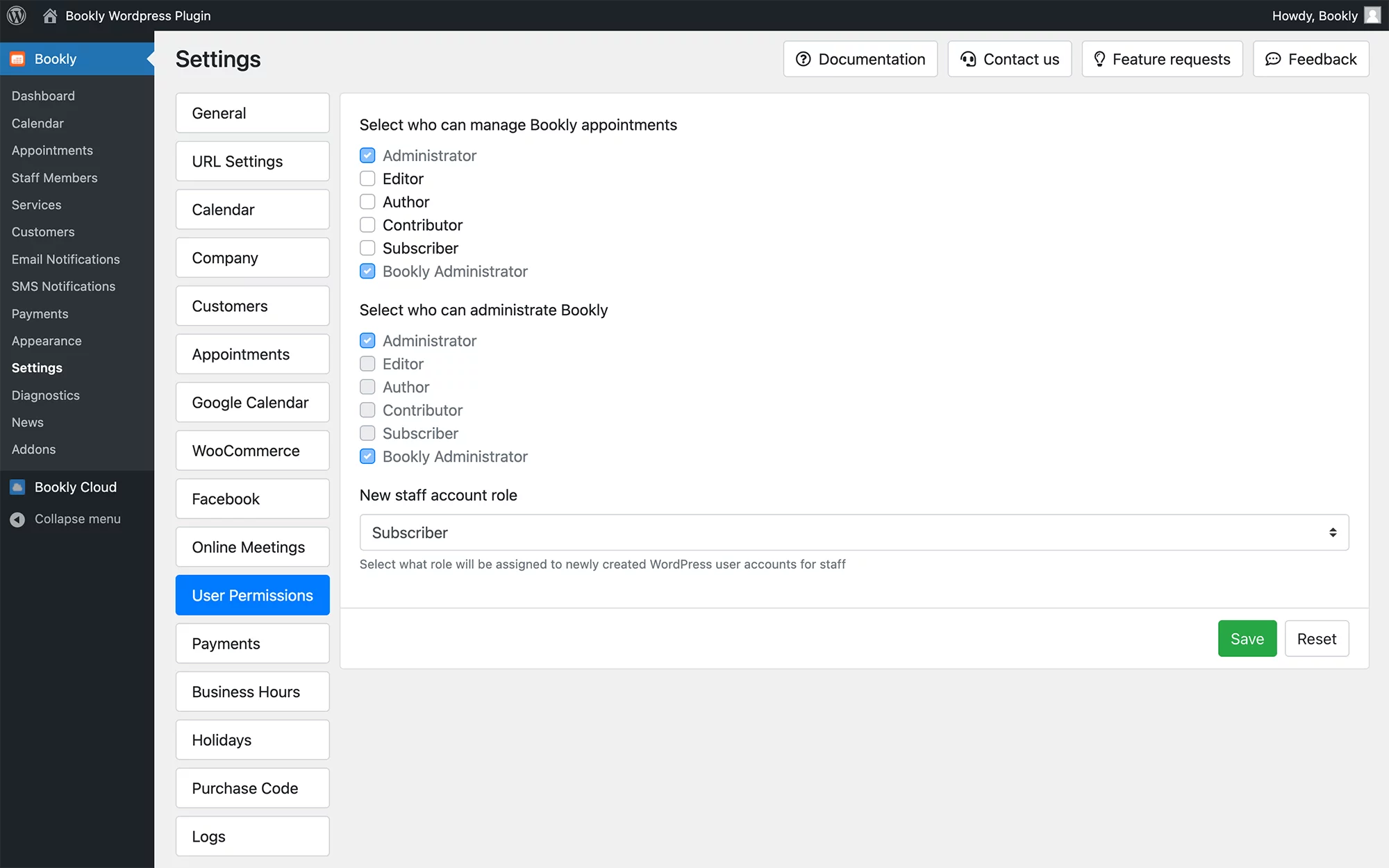 Allow staff members to manage their profiles and calendars in Bookly