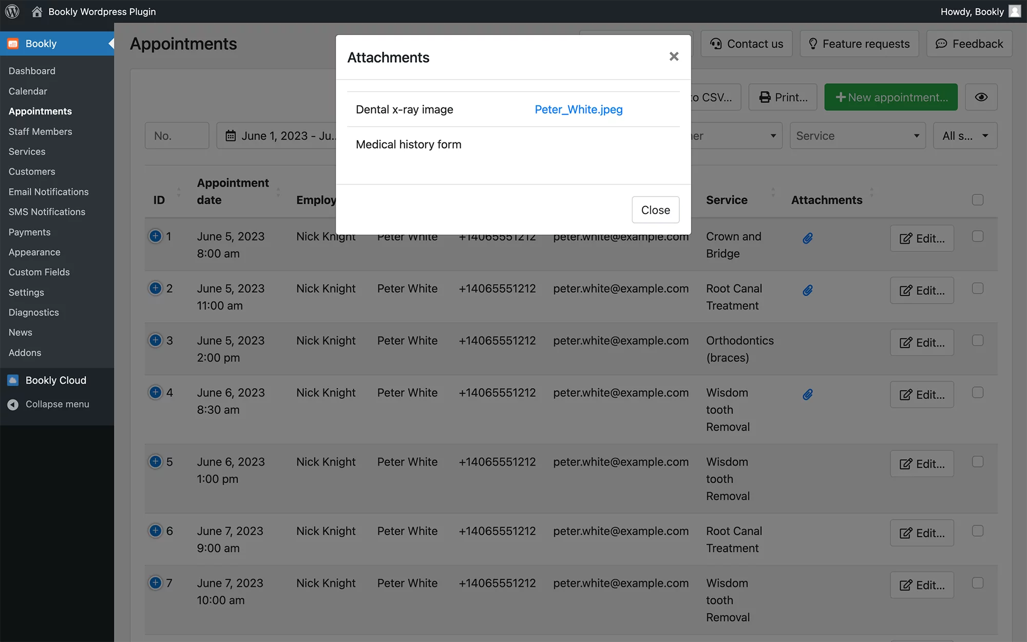 Attach files to the booking form in Bookly