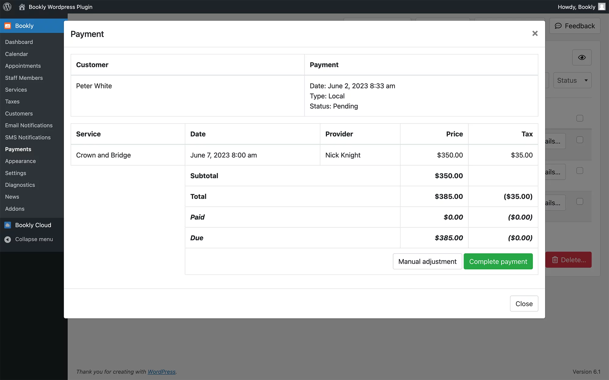 Automated tax calculations in Bookly
