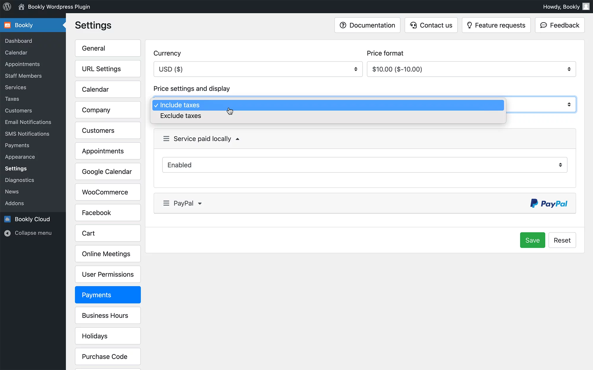 Automated tax calculations in Bookly
