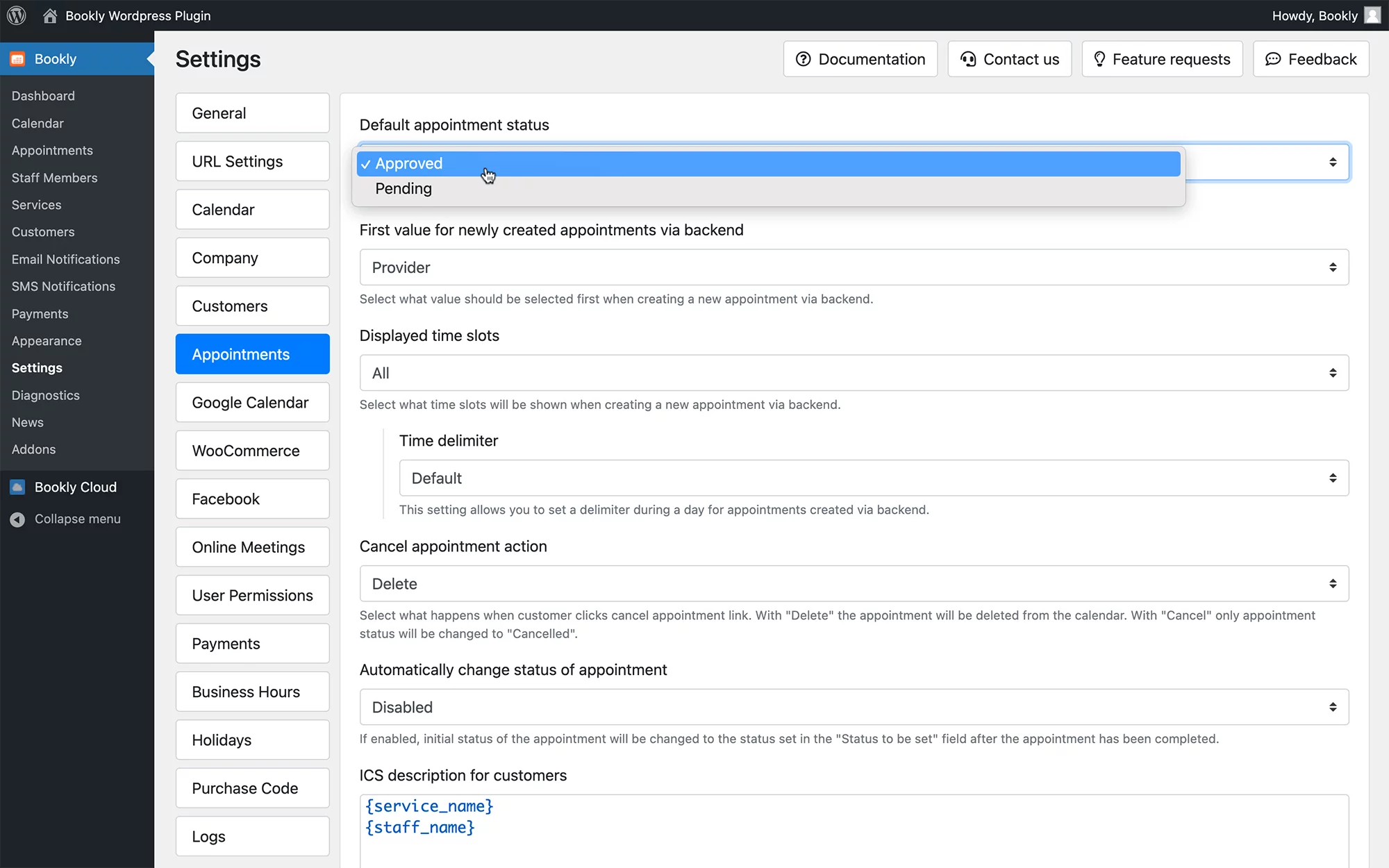 Automatic or manual booking approval in Bookly