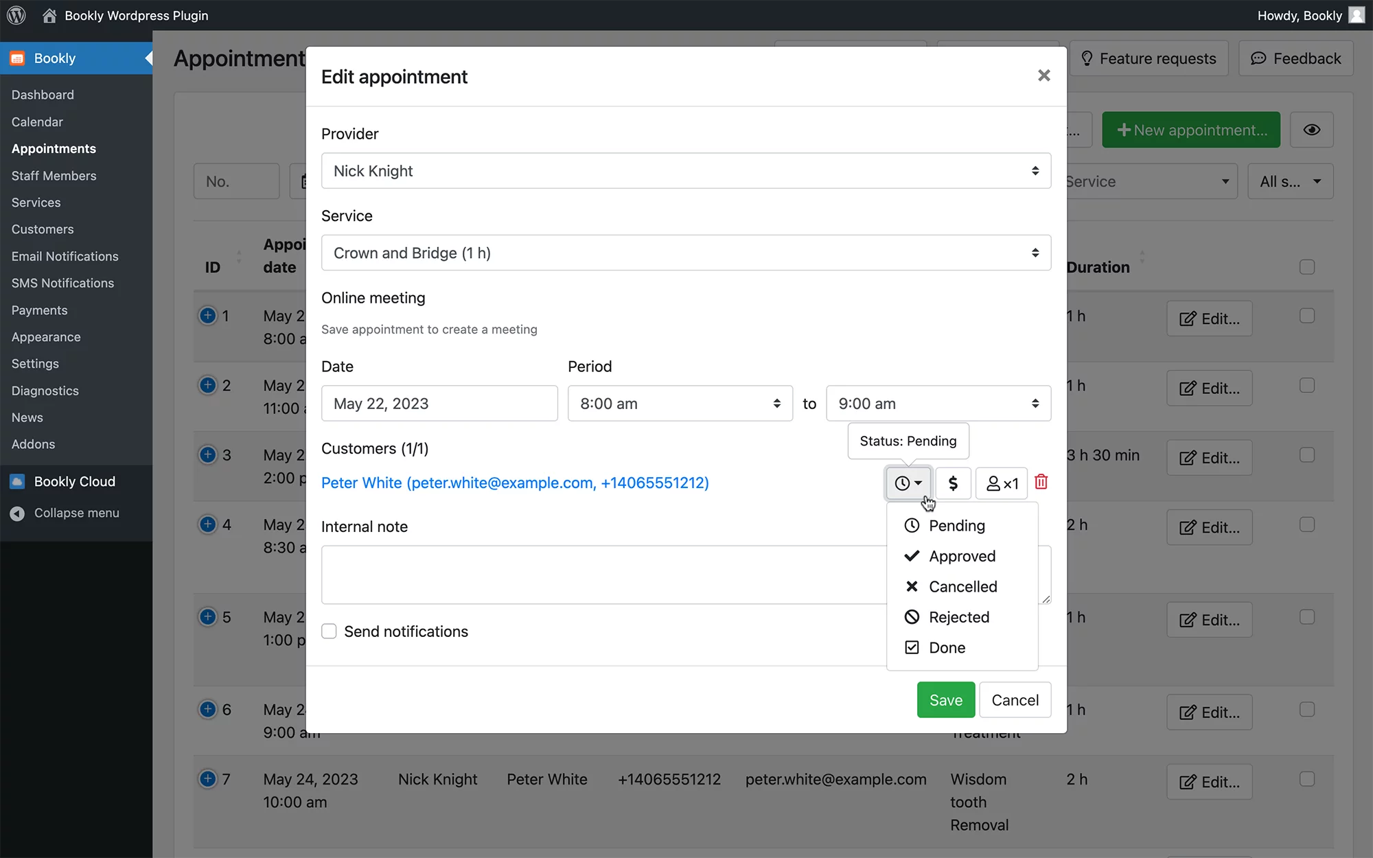 Automatic or manual booking approval in Bookly