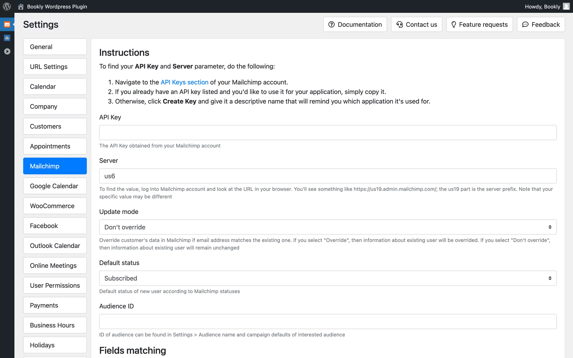 Mailchimp integration in Bookly