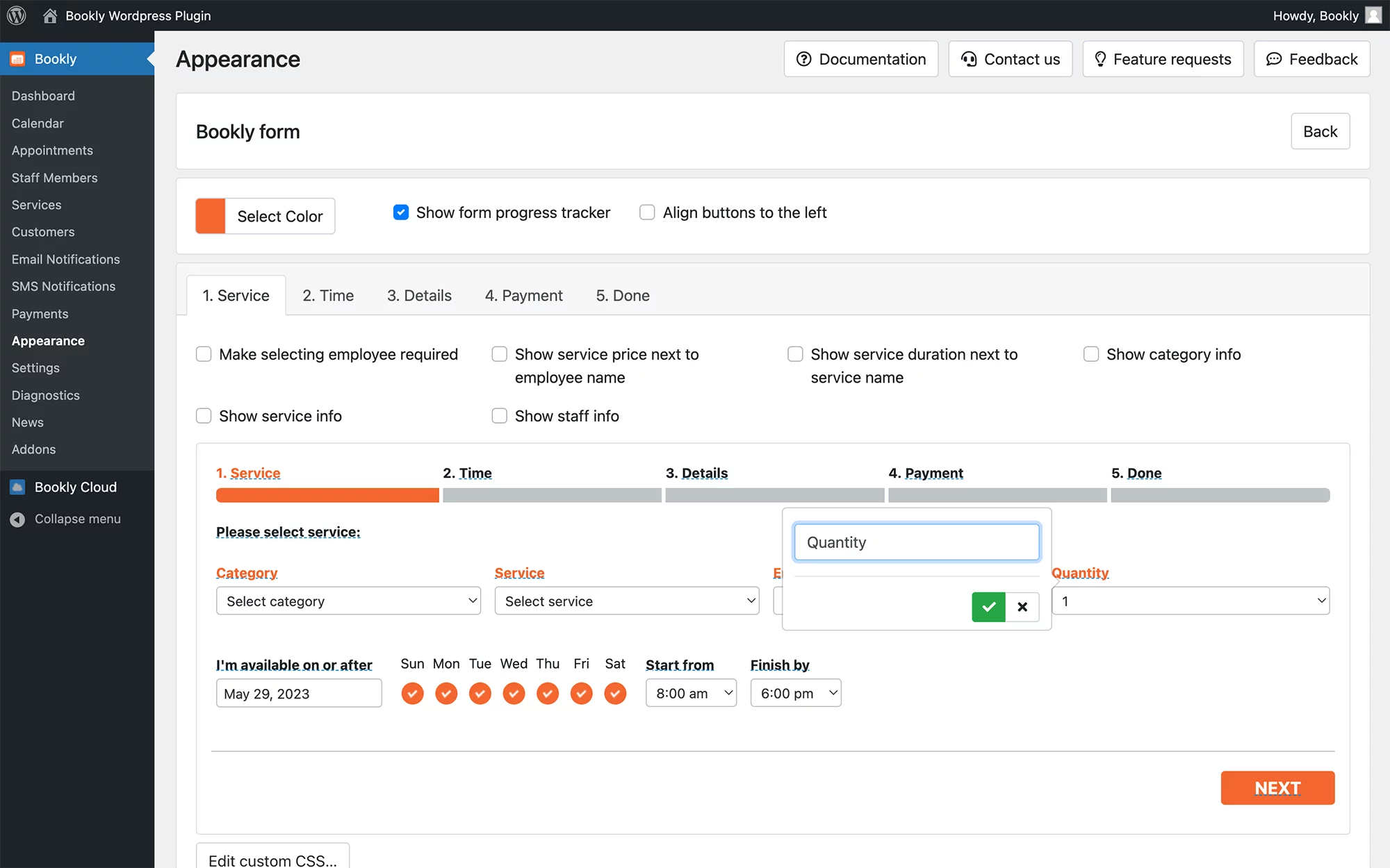 Multiply appointments in Bookly