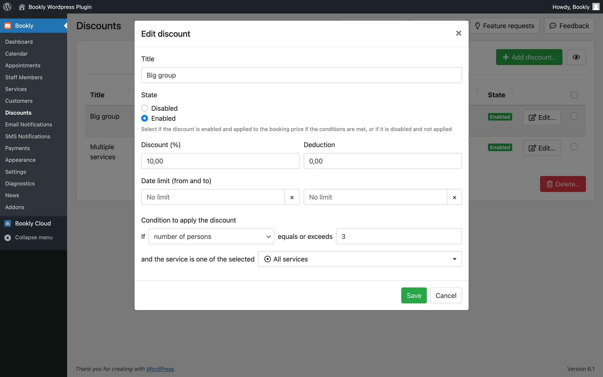 Offer conditional discounts in Bookly