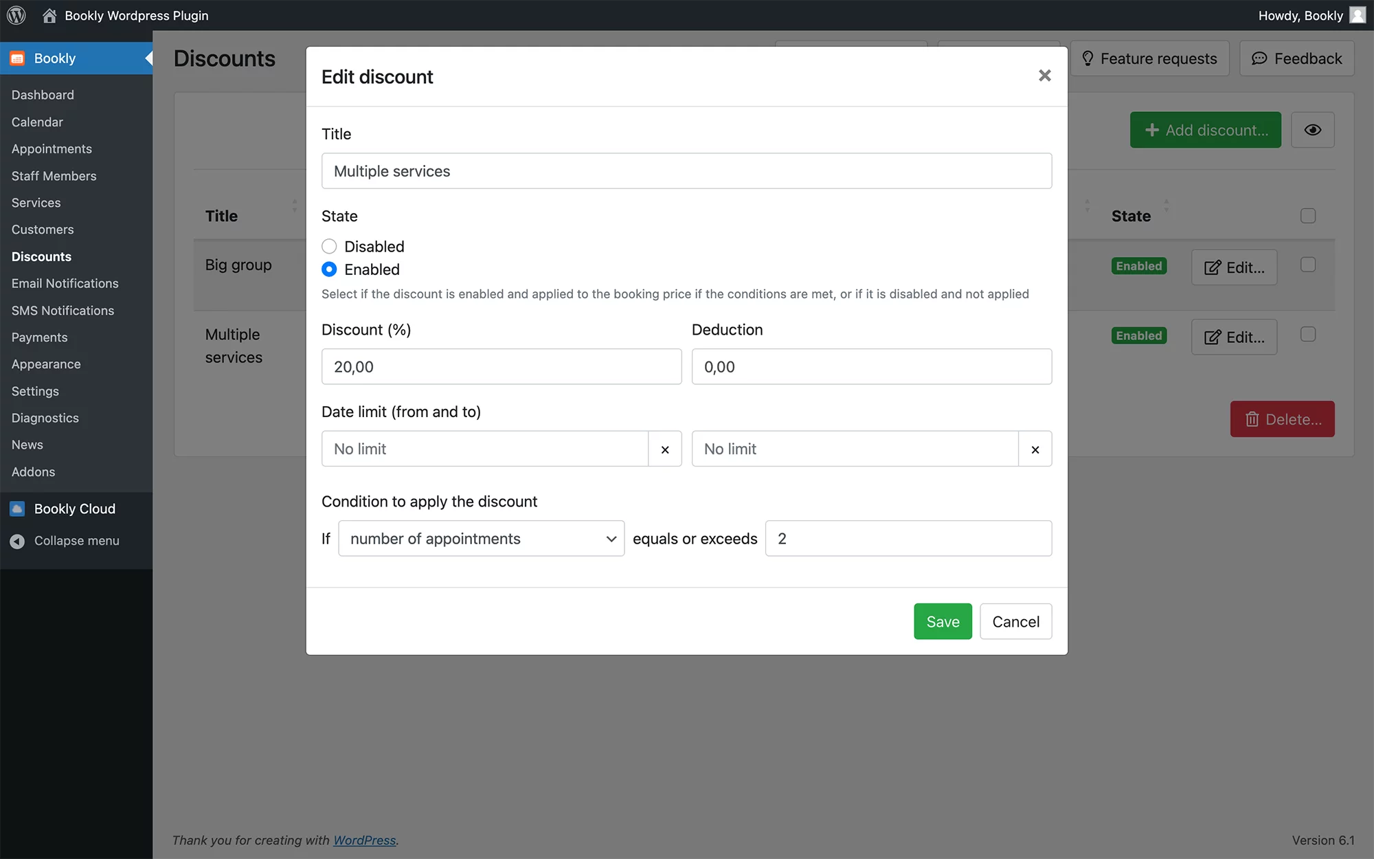 Offer conditional discounts in Bookly