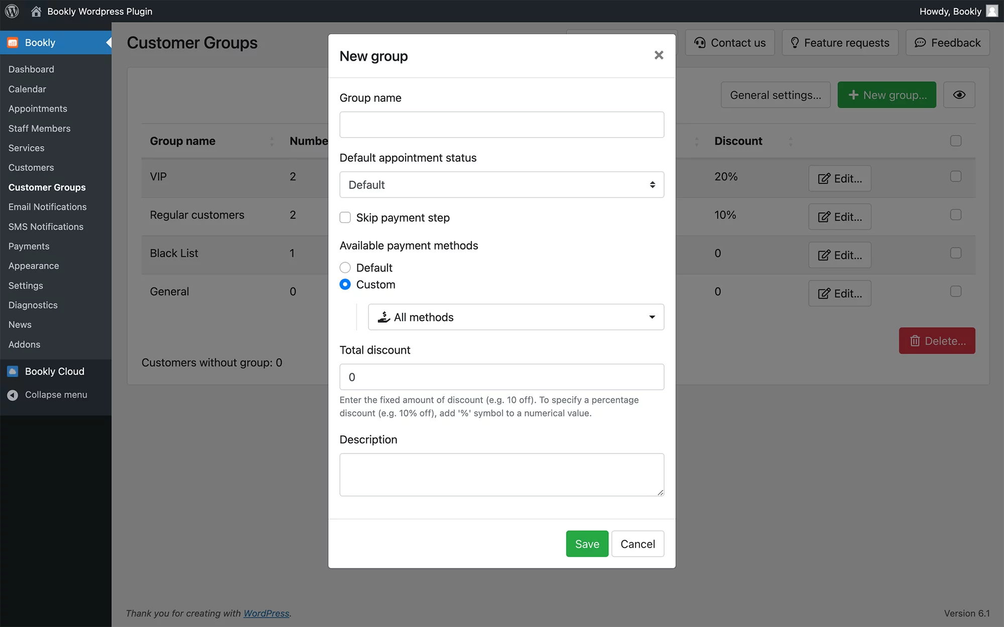 Organize clients into groups in Bookly