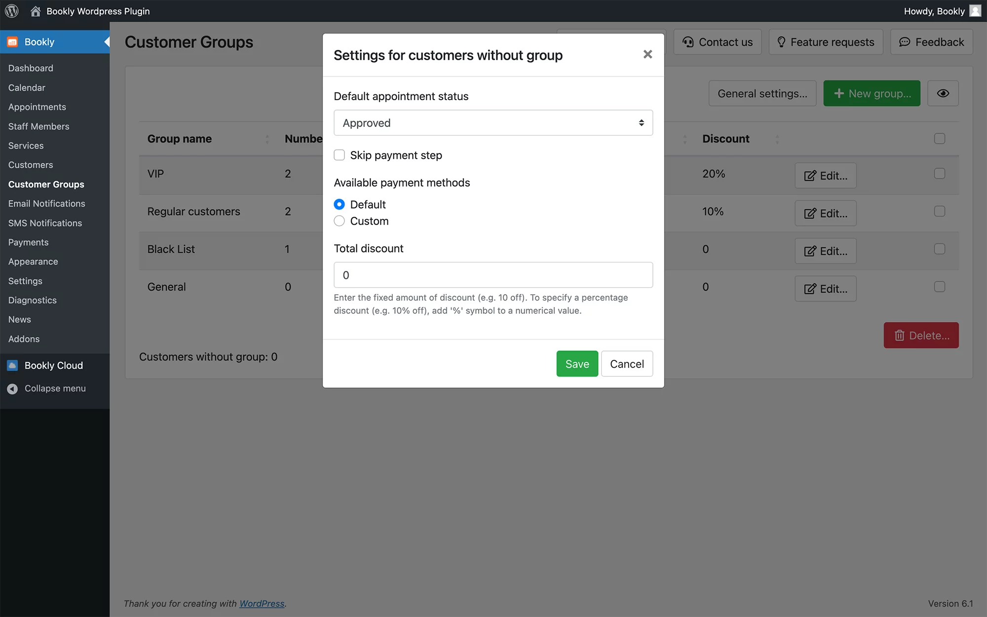 Organize clients into groups in Bookly