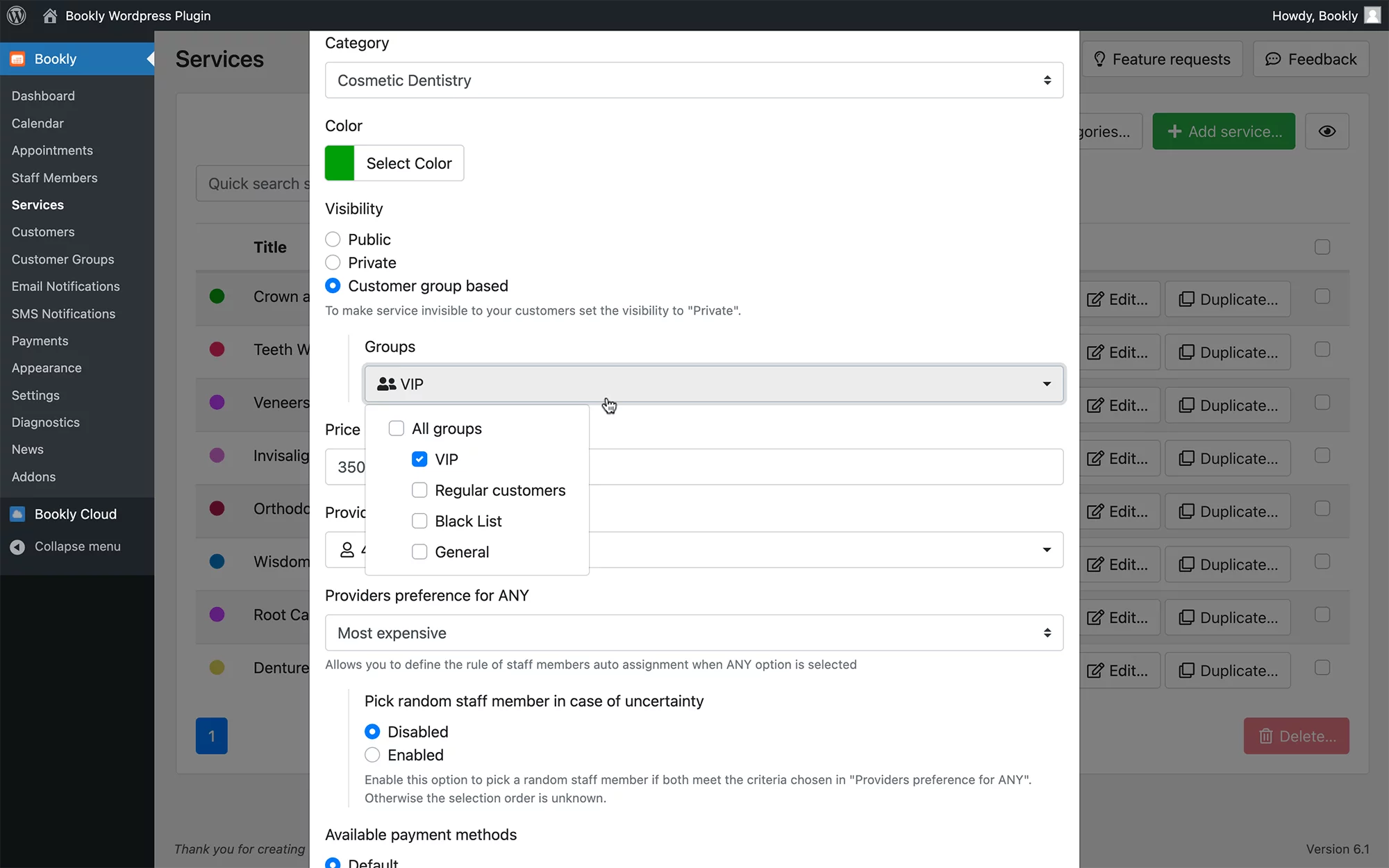 Organize clients into groups in Bookly