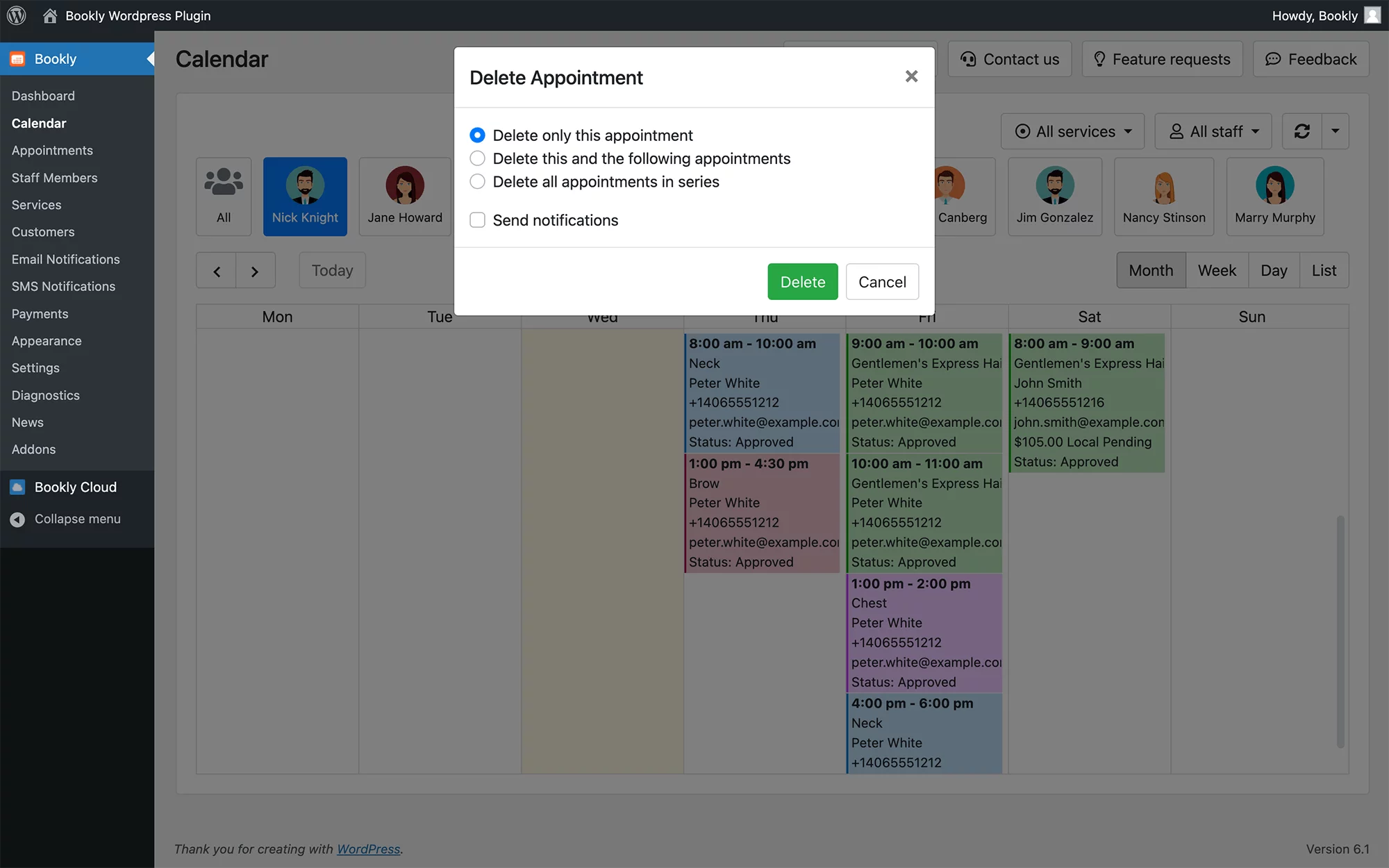 Recurring appointments in Bookly
