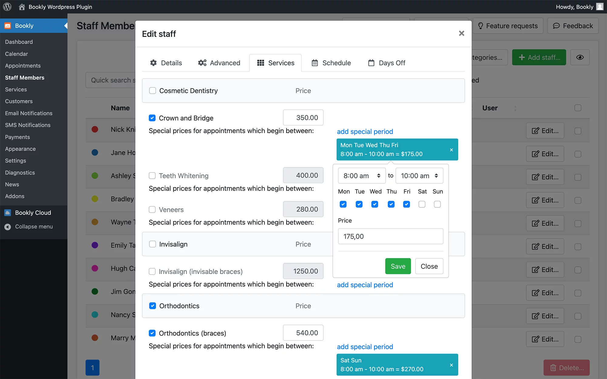 Set flexible prices in Bookly