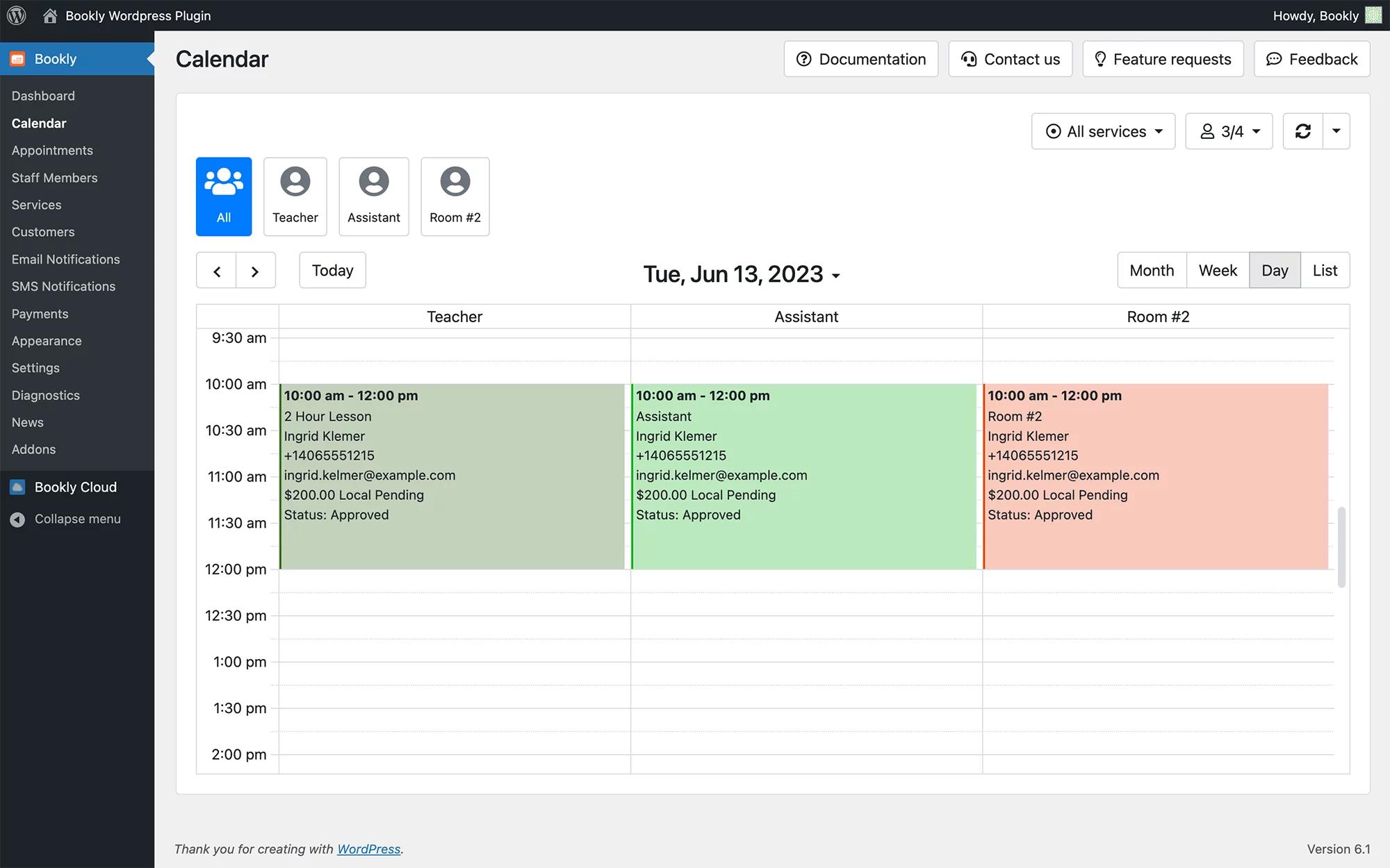 Share rooms and equipment between employees in Bookly