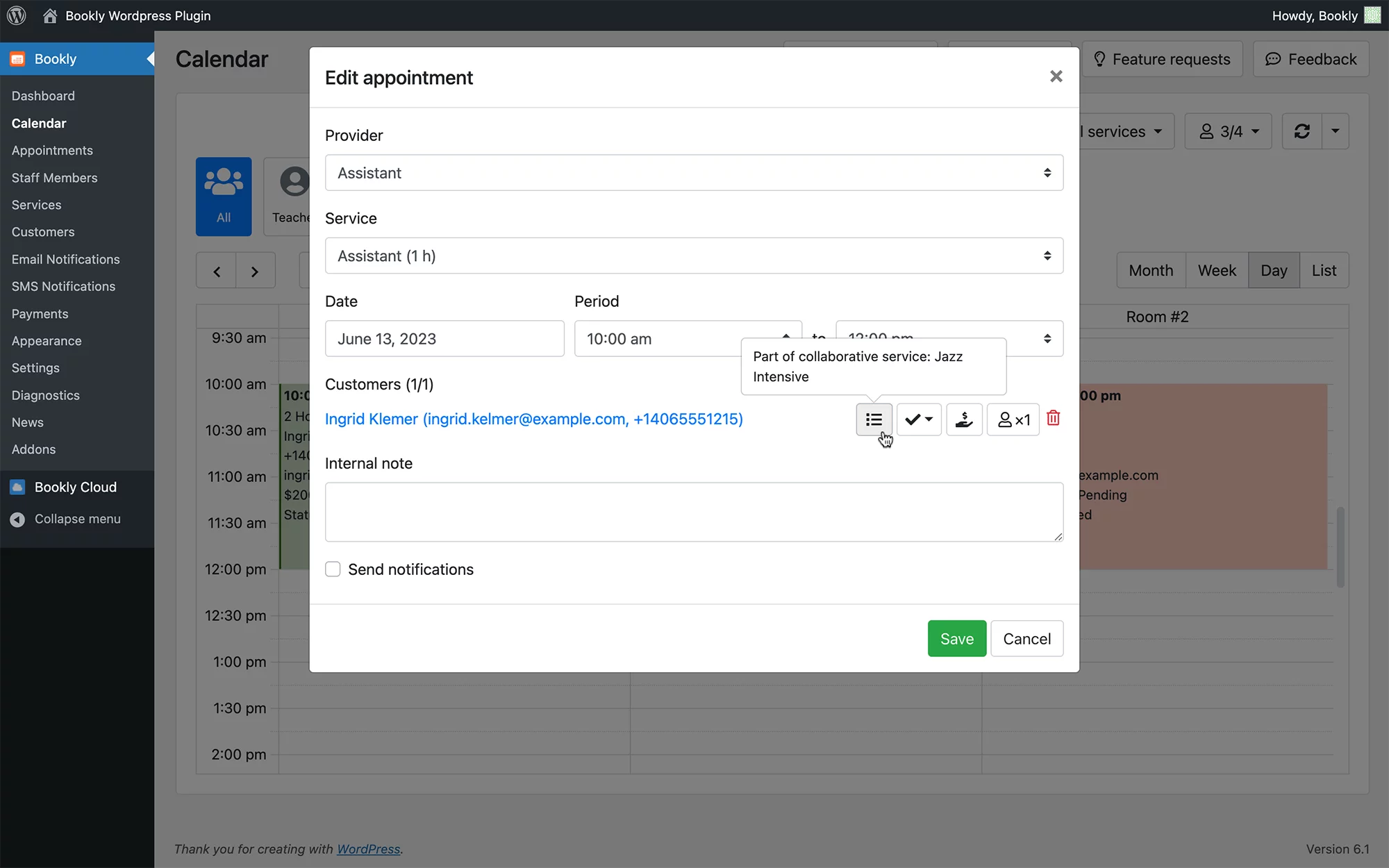 Share rooms and equipment between employees in Bookly