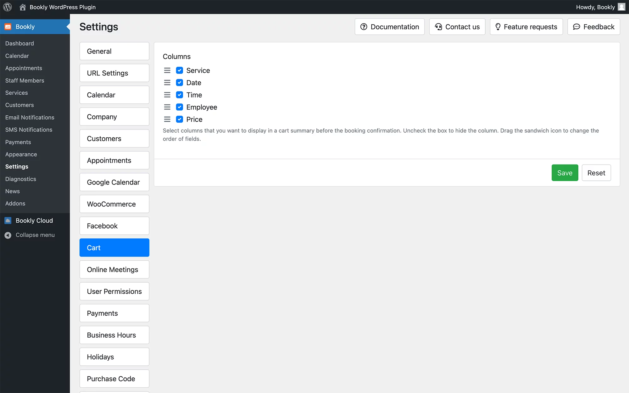 Shopping cart feature in Bookly