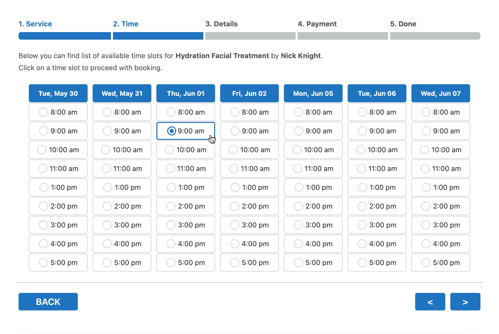 Bookly booking form