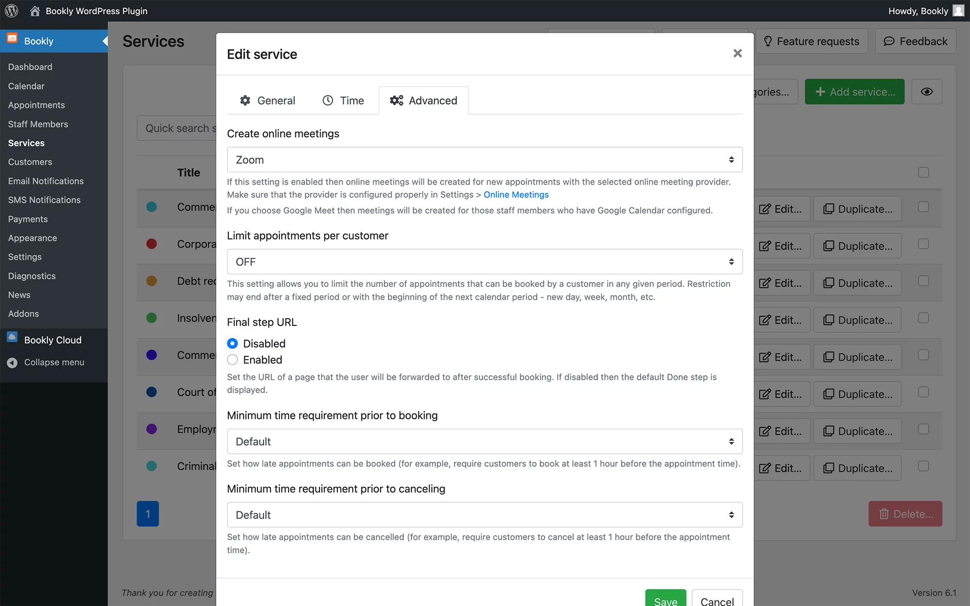 Unlimited number of services grouped into categories in Bookly PRO