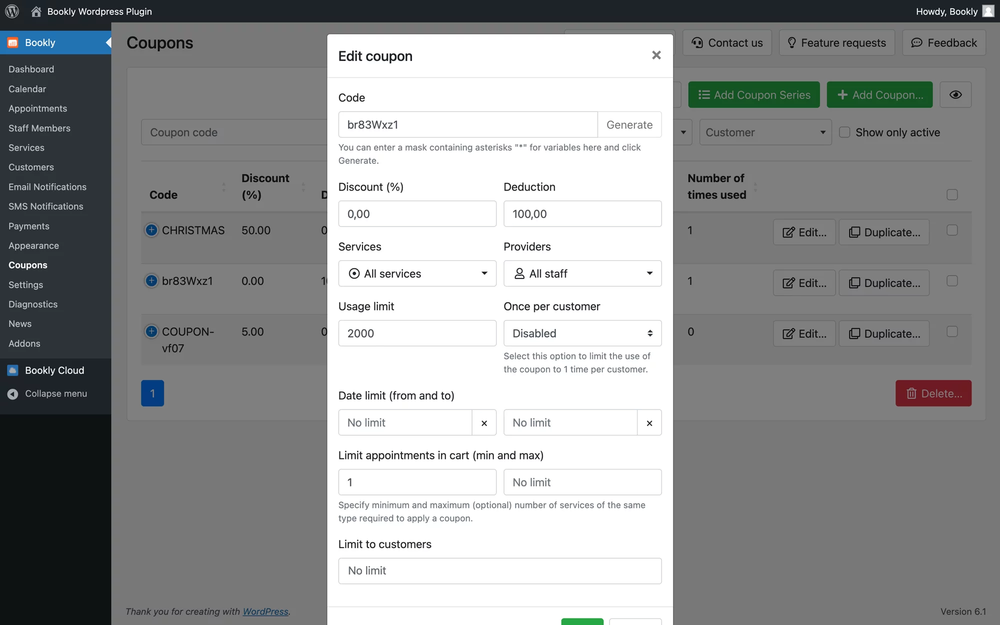Use coupons to promote your services in Bookly