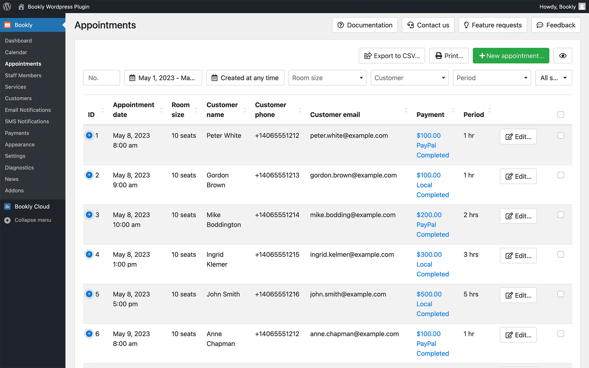 User-friendly admin panel in Bookly PRO